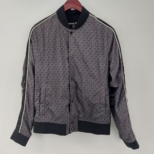 MICHAEL KORS MENS Logo Tape Baseball Jacket size medium Black and Gray